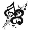 Sasuke's curse mark with the expansion pattern as disfigured music notes tattoo design idea