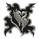 twin flames intertwined hearts tattoo design idea