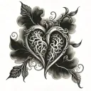 twin flames intertwined hearts tattoo design idea