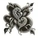 twin flames intertwined hearts tattoo design idea