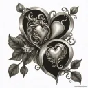 twin flames intertwined hearts tattoo design idea