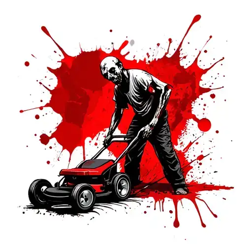 zombie with lawnmower tattoo design idea