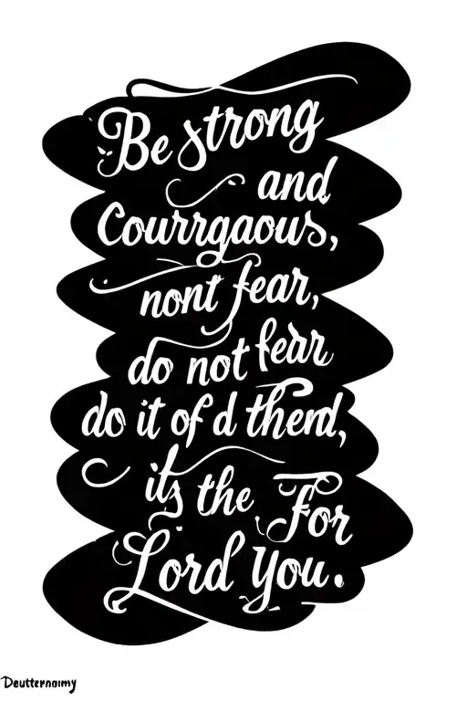 Bible verse of Deuteronomy 31:6 ~ Be strong and courageous. Do not fear or be in dread of them, for it is the Lord you." tattoo design idea