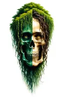 weeping willow tree one half symbolise life while the other death tattoo design idea