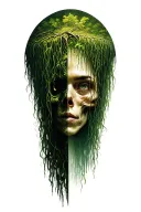 weeping willow tree one half symbolise life while the other death tattoo design idea