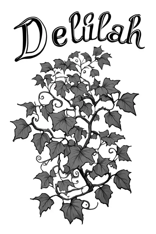 ivy vines with the name Delilah connected together  tattoo design idea