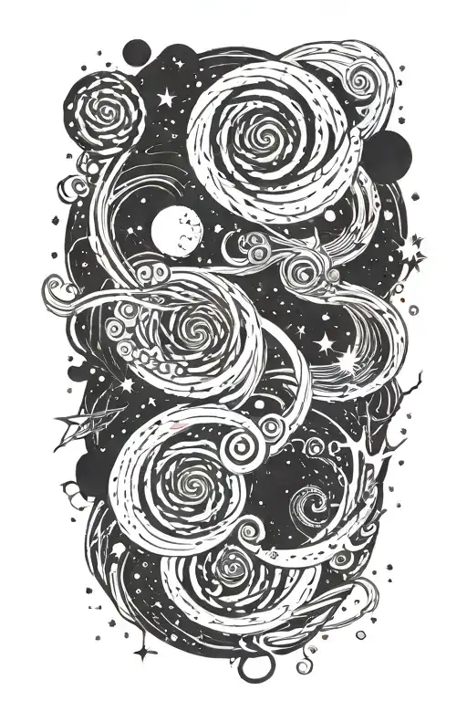 swirling galaxy filled with stars tattoo design idea