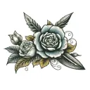 dagger with ranunculus flowers surrounding  tattoo design idea