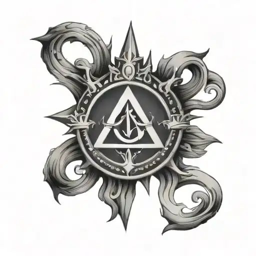alpha and omega logo above the crown tattoo design idea