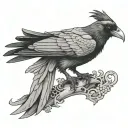 gothic raven sitting facing right side profile tattoo design idea