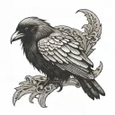gothic raven sitting facing right side profile tattoo design idea