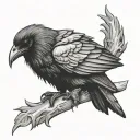 gothic raven sitting facing right side profile tattoo design idea