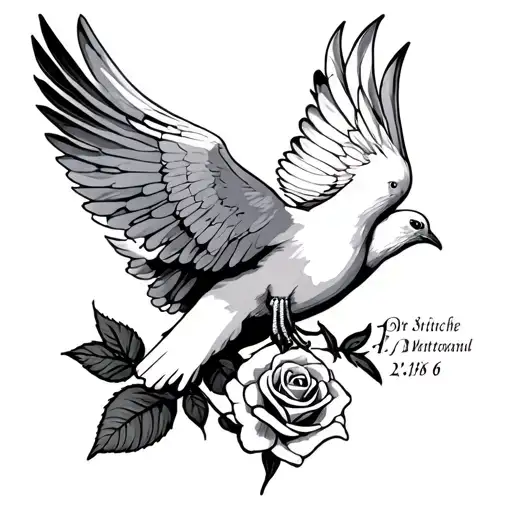 Dove with death date as well as a rose on the hand with shading above, than add more ideas to compliment the dove  tattoo design idea