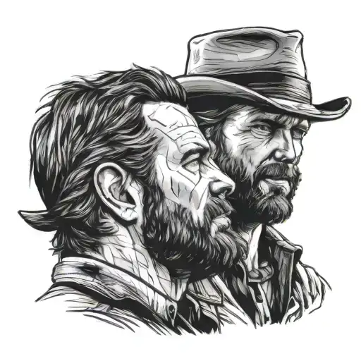 Arthur Morgan Putting Hat On Johns Head. tattoo design idea