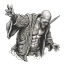 cardigan clad figure tattoo design idea