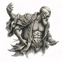 cardigan clad figure tattoo design idea