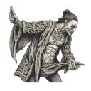 cardigan clad figure tattoo design idea