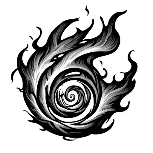 flame ignited by a spiral tattoo design idea