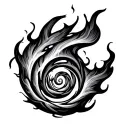 flame ignited by a spiral tattoo design idea