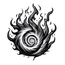 flame ignited by a spiral tattoo design idea