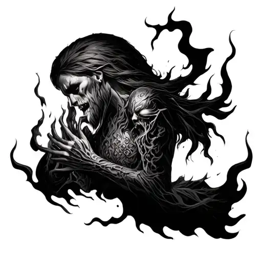 burning souls lost in gorest tattoo design idea