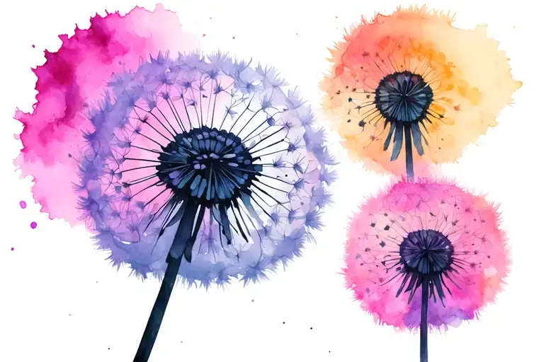 dandelion transforming, mother and daughter matching  tattoo design idea