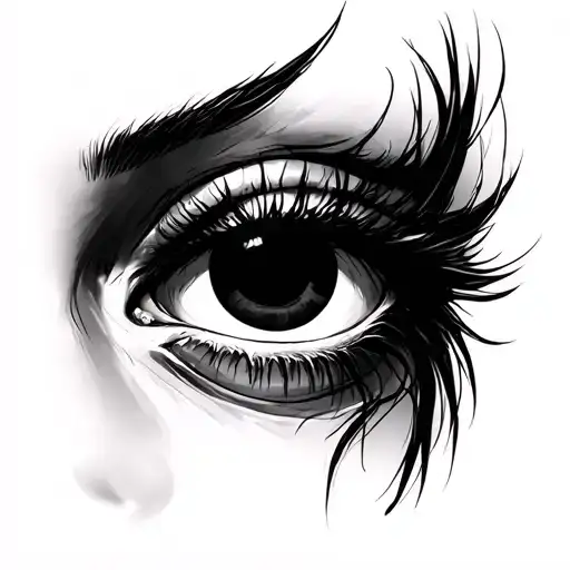 Female face blank eye sockets tattoo design idea