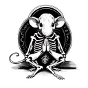 Praying rat skeleton with a halo sitting on top tattoo design idea