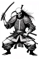 "add samurai armor" skeleton samurai performing seppuku dagger tattoo design idea