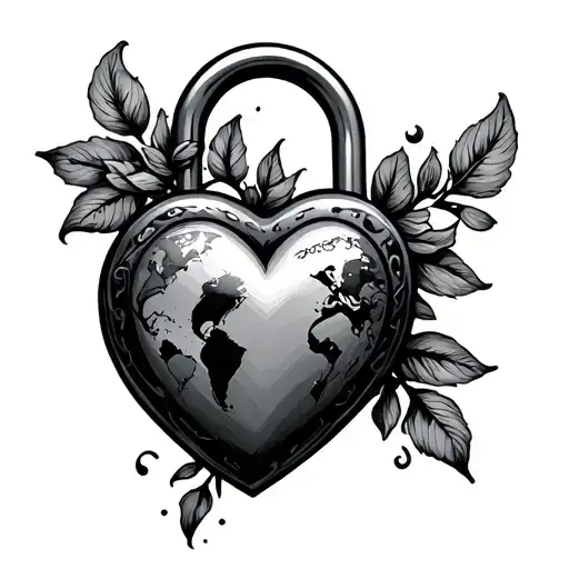 world of heart shaped lock tattoo design idea