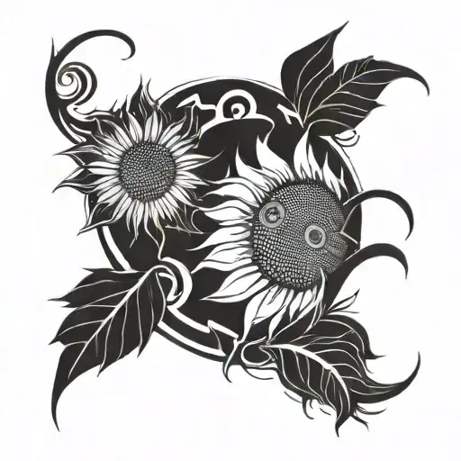 sunflower chaos new start tattoo design idea