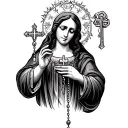 santa maria holding rosary beads tattoo design idea