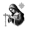 santa maria holding rosary beads tattoo design idea