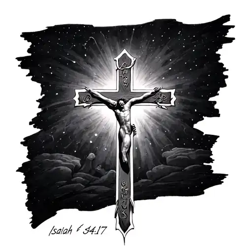 cross with isaiah 54:17  tattoo design idea