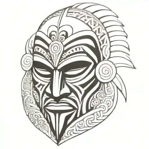 maori warrior mask tattoo design idea