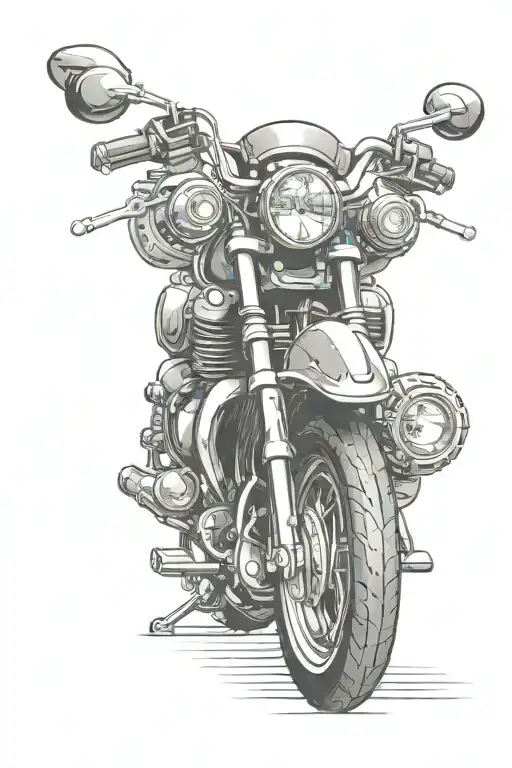 motorbike parts integrated tattoo design idea