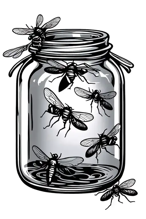 jar with flies  tattoo design idea