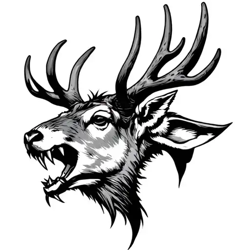 Jackalope snarling tattoo design idea