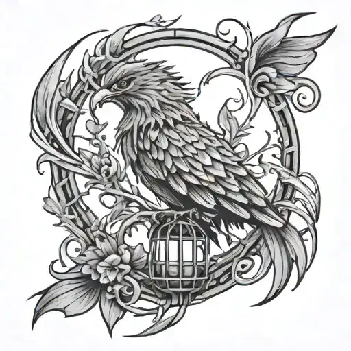 phoenix inside a cage stoic tattoo design idea