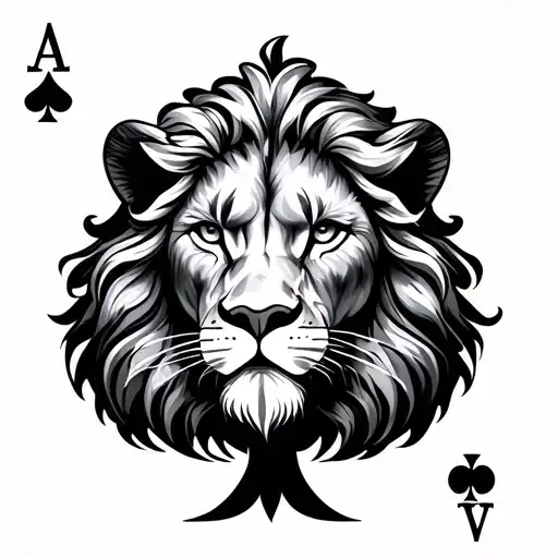 leo zodiac sign with ace of spades symbol tattoo design idea