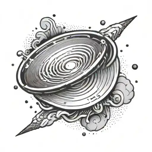dotwork frisbee in mid air tattoo design idea