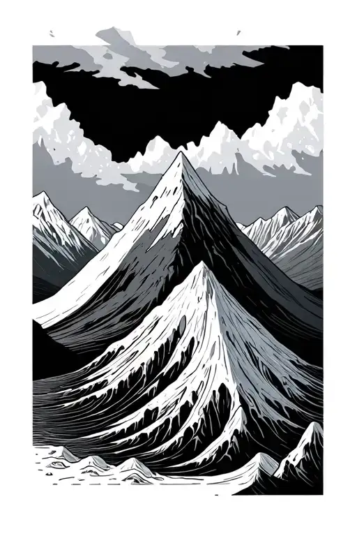 volcano and glacier symbol tattoo design idea