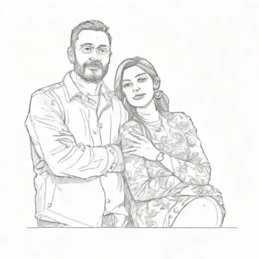 a man and woman posing for a picture tattoo design idea