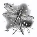 dragonfly and stars tattoo design idea