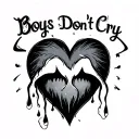 crying heart with Boys Dont Cry written around it  tattoo design idea
