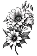 Flower tattoo with cloves, amaryllis and Gerbera Flowers tattoo design idea