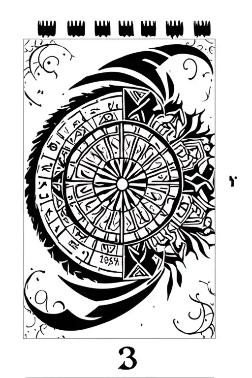 Calendar Aztec calendar stone adorned tattoo design idea