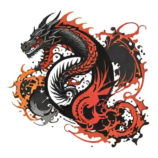Dragon yin yang tattoo design idea