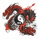 Dragon yin yang tattoo design idea