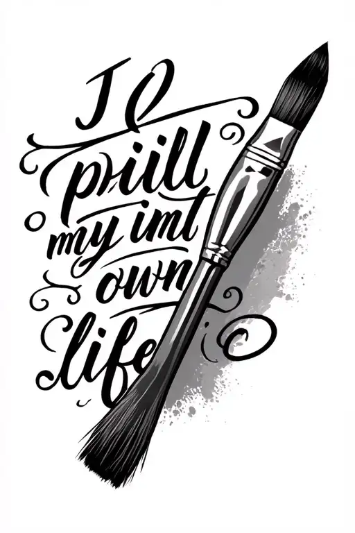 paintbrush and words "I will paint my own life" written tattoo design idea